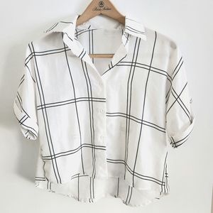 Cropped Collard Buttondown, White, Small